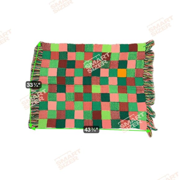 Vintage Handwoven Wheelchair Checkered Wool Throw Blanket Patchwork Fringe READ - Picture 5 of 5